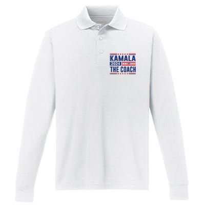 Kamala And The Coach 2024 Performance Long Sleeve Polo