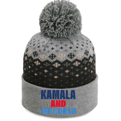 Kamala And The Coach Tim Walz And Kamala Harris The Baniff Cuffed Pom Beanie