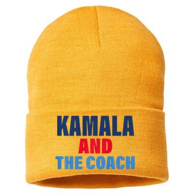 Kamala And The Coach Tim Walz And Kamala Harris Sustainable Knit Beanie