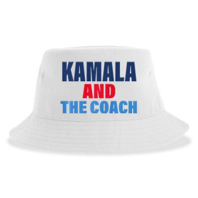 Kamala And The Coach Tim Walz And Kamala Harris Sustainable Bucket Hat