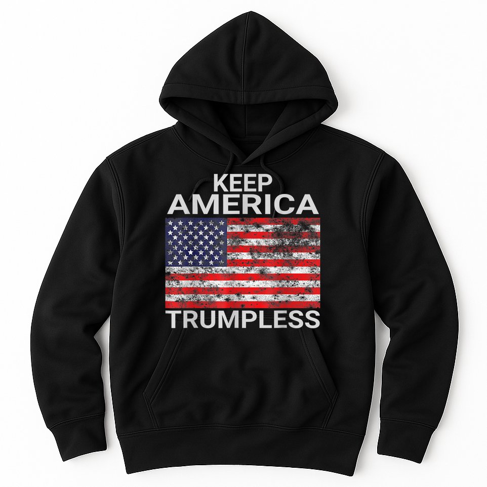 Keep America Trumpless Vintage Distressed American Flag Hoodie