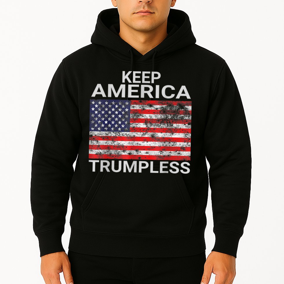 Keep America Trumpless Vintage Distressed American Flag Hoodie