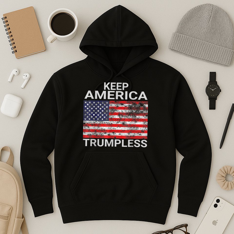 Keep America Trumpless Vintage Distressed American Flag Hoodie