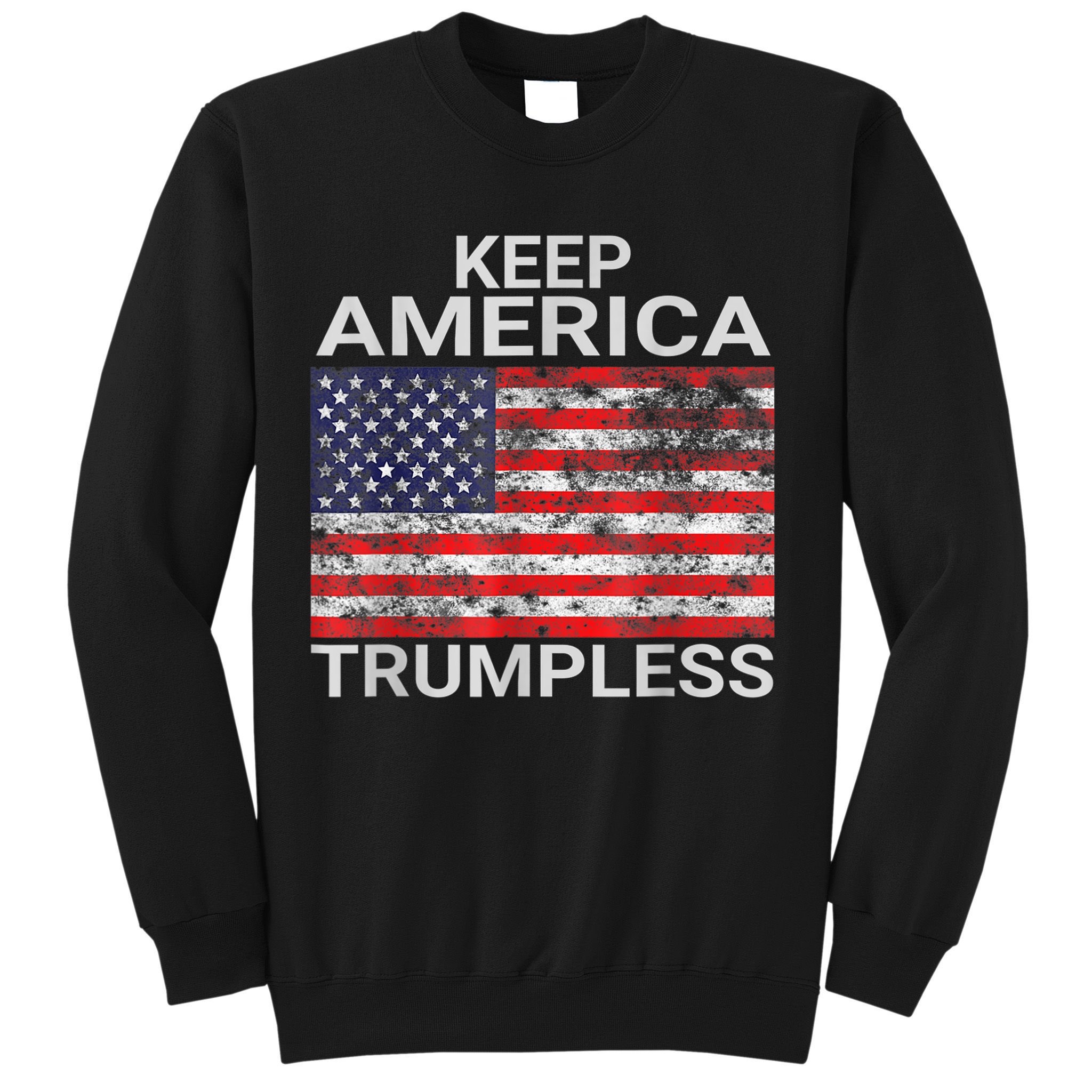 Keep America Trumpless Vintage Distressed American Flag Sweatshirt