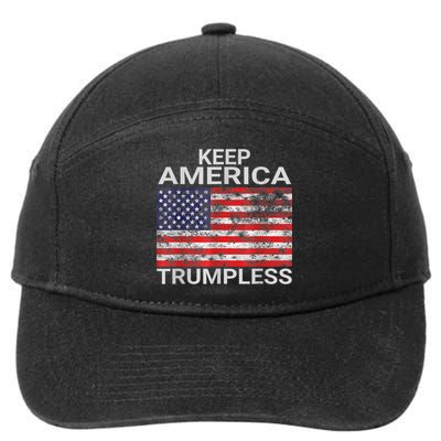 Keep America Trumpless Vintage Distressed American Flag 7-Panel Snapback Hat