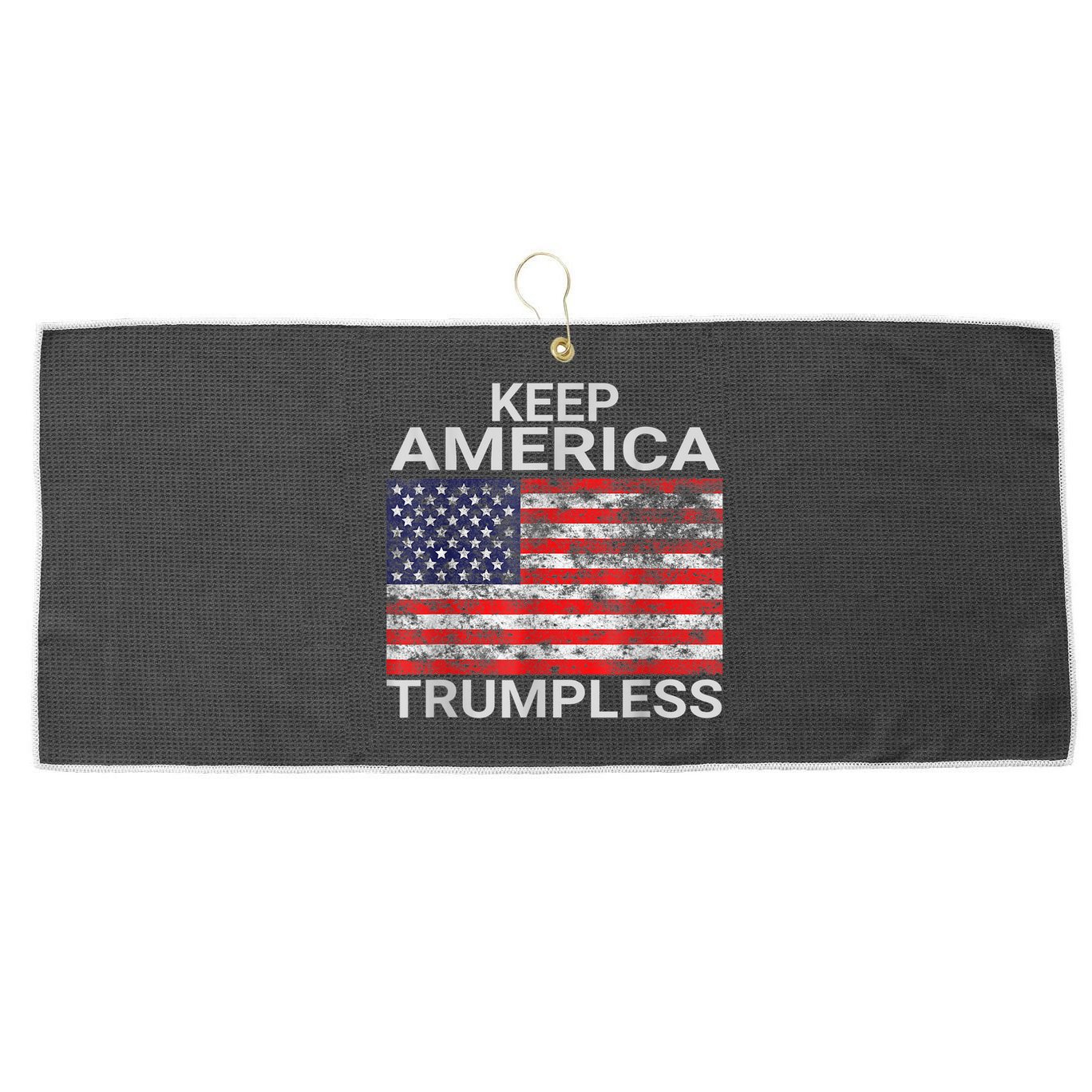Keep America Trumpless Vintage Distressed American Flag Large Microfiber Waffle Golf Towel