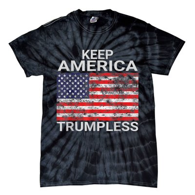 Keep America Trumpless Vintage Distressed American Flag Tie-Dye T-Shirt