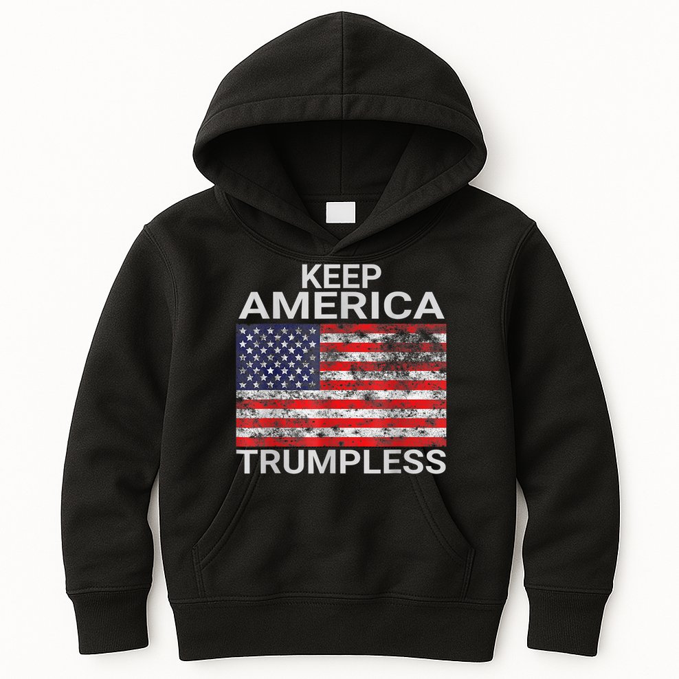 Keep America Trumpless Vintage Distressed American Flag Kids Hoodie