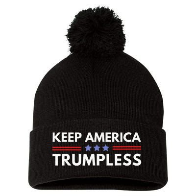 Keep America Trumpless Funny Anti Trump 2024 Pro Democrat Pom Pom 12in Knit Beanie