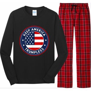 Keep America Trumpless Funny Anti Trump 2024 Pro Democrat Long Sleeve Pajama Set