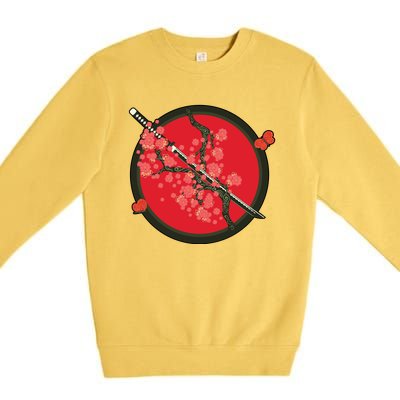 Katana Cherry Blossoms Premium Crewneck Sweatshirt