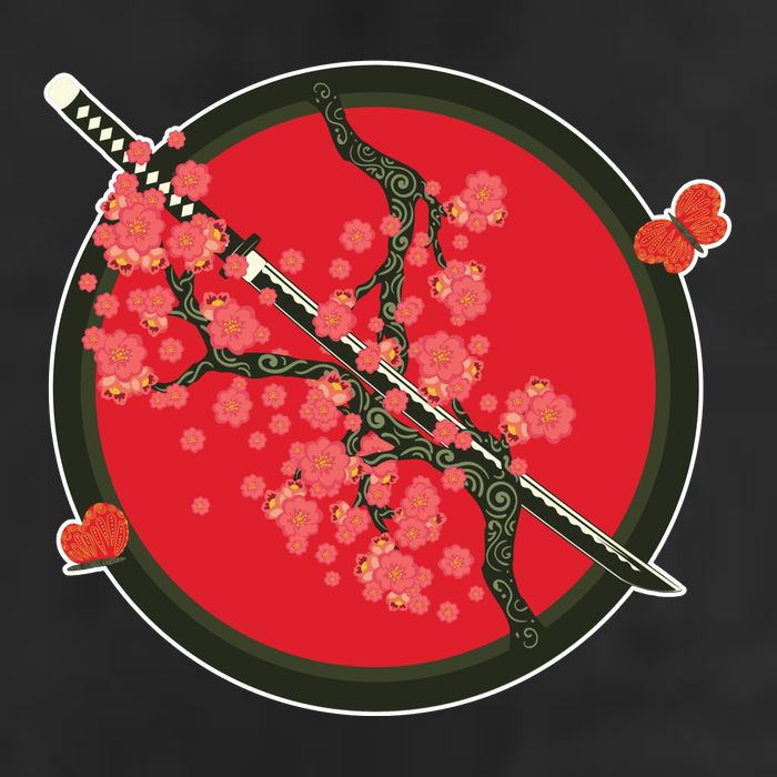 Katana Cherry Blossoms 7 Panel Mesh Trucker Snapback Hat