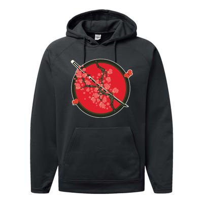 Katana Cherry Blossoms Performance Fleece Hoodie