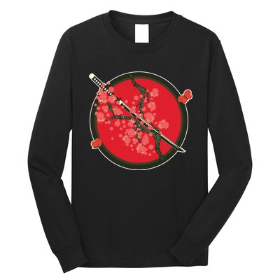 Katana Cherry Blossoms Long Sleeve Shirt