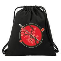 Katana Cherry Blossoms Drawstring Bag