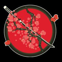 Katana Cherry Blossoms Flatbill Hat