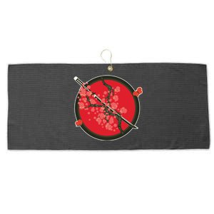 Katana Cherry Blossoms Large Microfiber Waffle Golf Towel