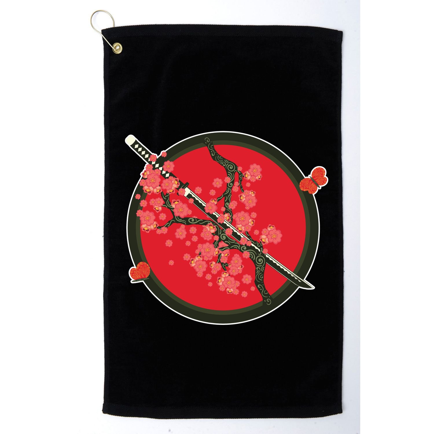 Katana Cherry Blossoms Golf Towel