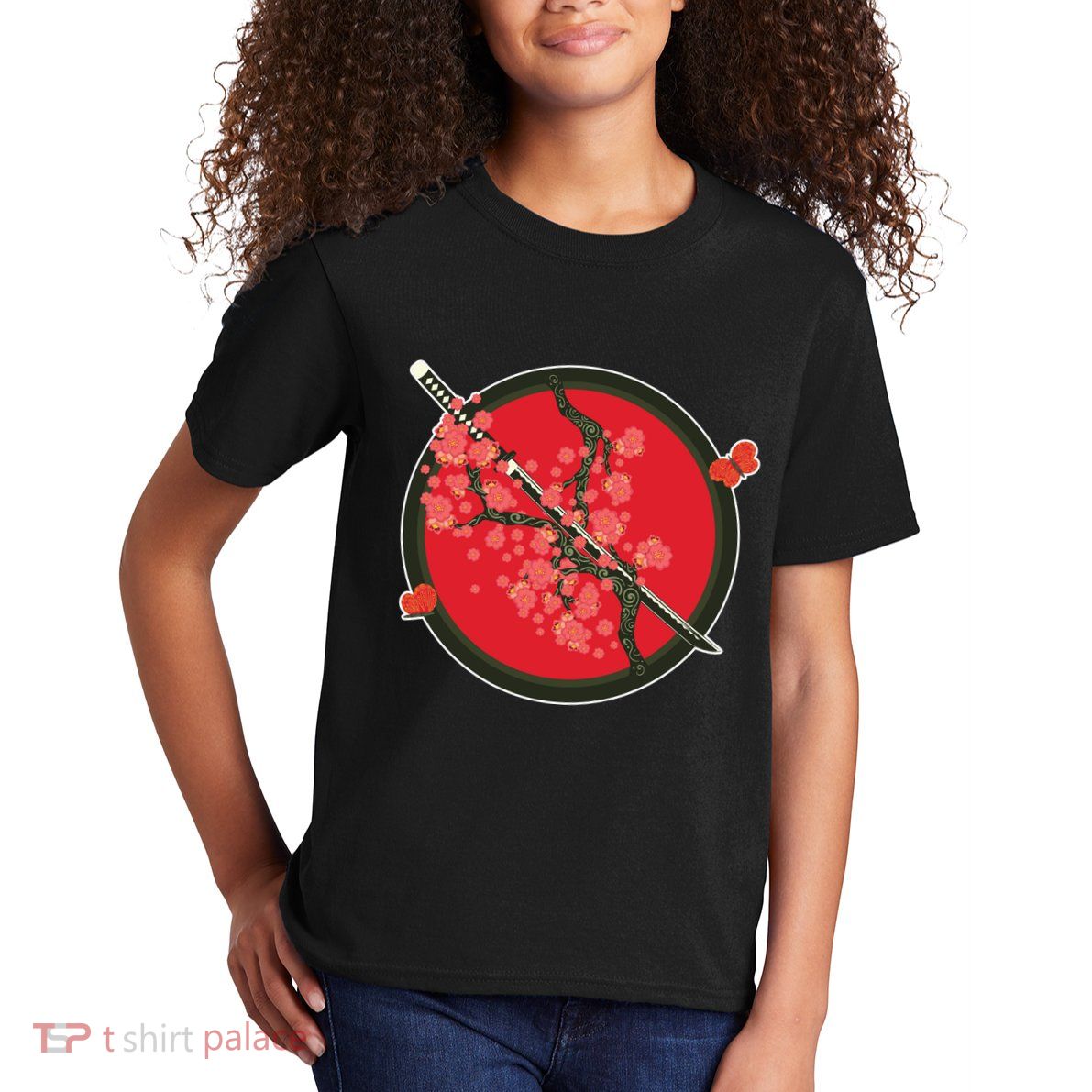 Katana Cherry Blossoms Kids T-Shirt