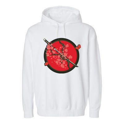 Katana Cherry Blossoms Garment-Dyed Fleece Hoodie