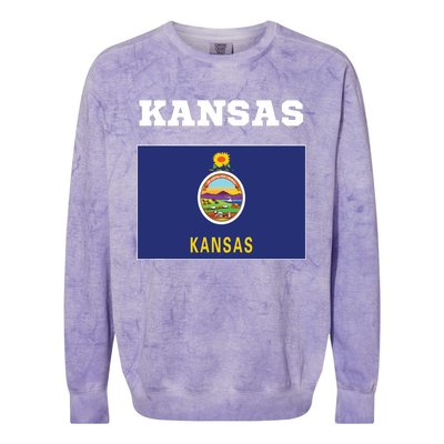 Kansas American Usa Top Travel Flag Gift Colorblast Crewneck Sweatshirt