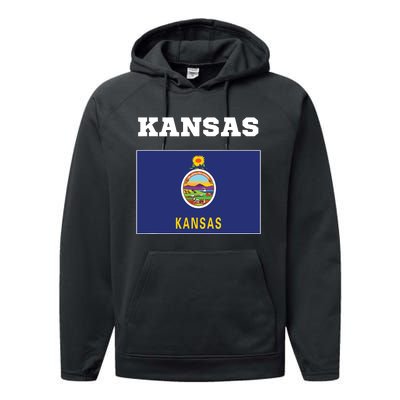 Kansas American Usa Top Travel Flag Gift Performance Fleece Hoodie