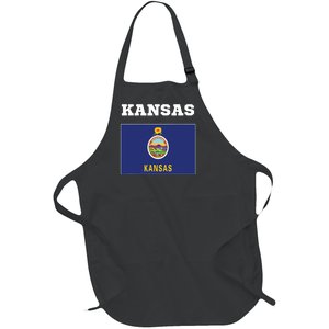 Kansas American Usa Top Travel Flag Gift Full-Length Apron With Pockets