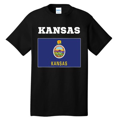 Kansas American Usa Top Travel Flag Gift Tall T-Shirt