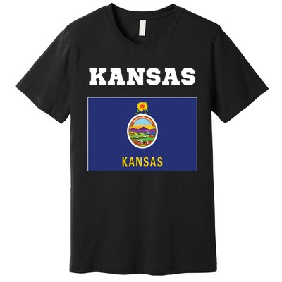 Kansas American Usa Top Travel Flag Gift Premium T-Shirt