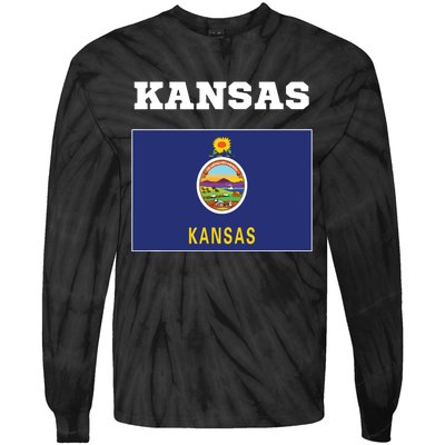 Kansas American Usa Top Travel Flag Gift Tie-Dye Long Sleeve Shirt