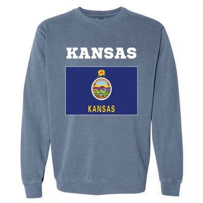 Kansas American Usa Top Travel Flag Gift Garment-Dyed Sweatshirt