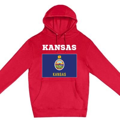 Kansas American Usa Top Travel Flag Gift Premium Pullover Hoodie