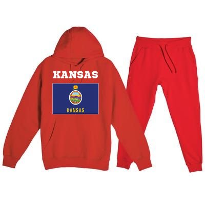 Kansas American Usa Top Travel Flag Gift Premium Hooded Sweatsuit Set