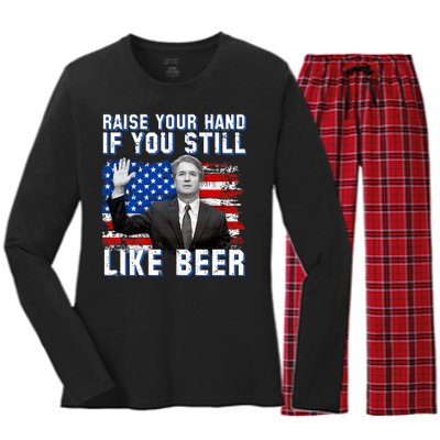 Kavanaugh Still Like Beer American Flag Women's Long Sleeve Flannel Pajama Set 