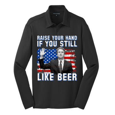 Kavanaugh Still Like Beer American Flag Silk Touch Performance Long Sleeve Polo