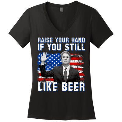 Kavanaugh Still Like Beer American Flag Women's V-Neck T-Shirt