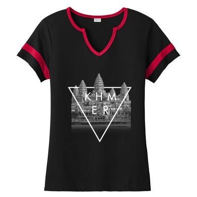 Khmer Angkor Wat Cambodian Ladies Halftime Notch Neck Tee