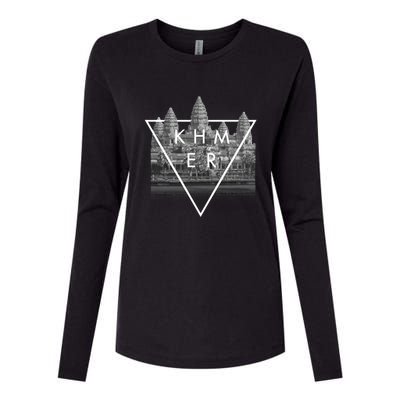 Khmer Angkor Wat Cambodian Womens Cotton Relaxed Long Sleeve T-Shirt