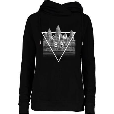 Khmer Angkor Wat Cambodian Womens Funnel Neck Pullover Hood