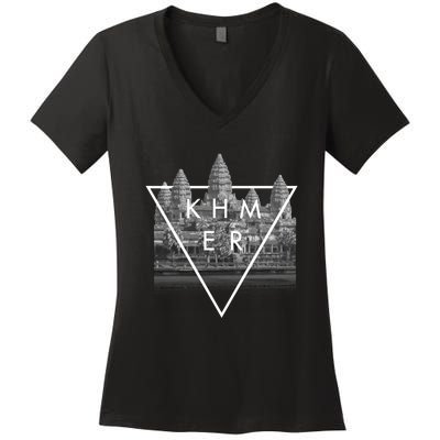 Khmer Angkor Wat Cambodian Women's V-Neck T-Shirt