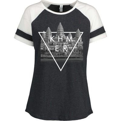 Khmer Angkor Wat Cambodian Enza Ladies Jersey Colorblock Tee