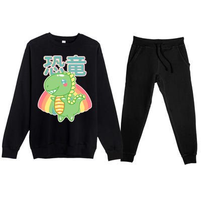 Kawaii Cute Dinosaur Premium Crewneck Sweatsuit Set