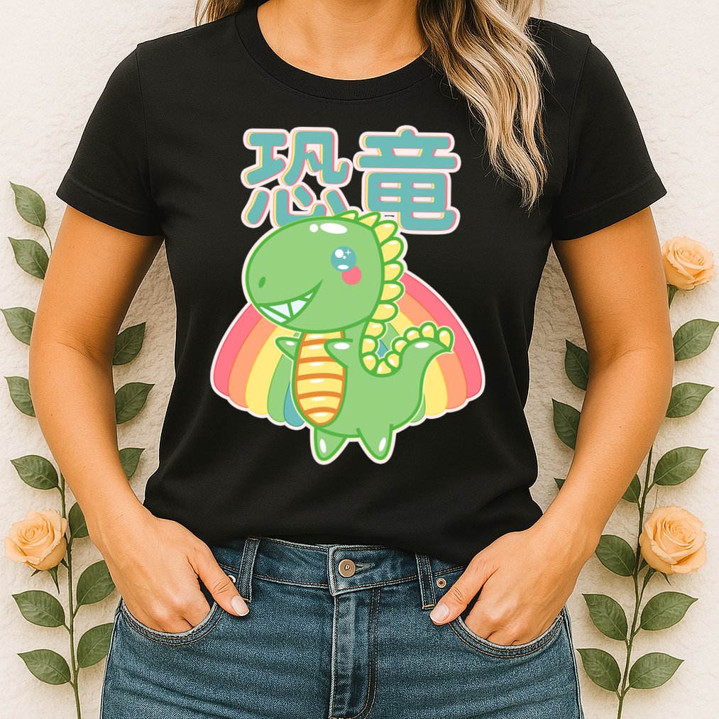 Kawaii Cute Dinosaur Womens T-Shirt