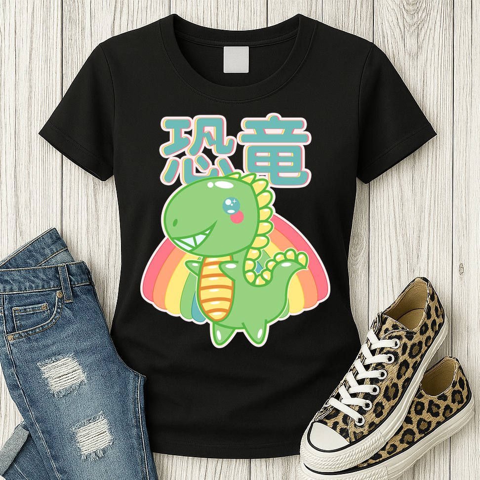 Kawaii Cute Dinosaur Womens T-Shirt