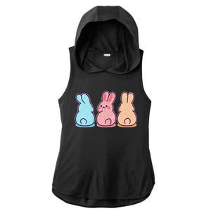 Kawaii Cute Easter Bunny Rabbits Ladies PosiCharge Tri-Blend Wicking Draft Hoodie Tank