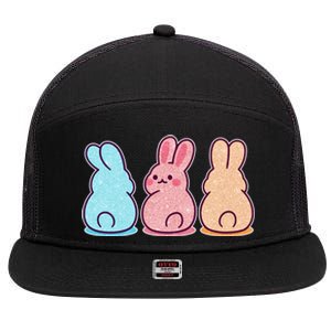 Kawaii Cute Easter Bunny Rabbits 7 Panel Mesh Trucker Snapback Hat