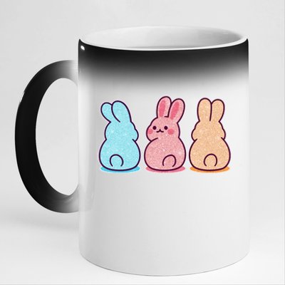 Kawaii Cute Easter Bunny Rabbits 11oz Black Color Changing Mug