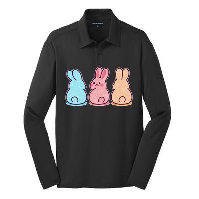 Kawaii Cute Easter Bunny Rabbits Silk Touch Performance Long Sleeve Polo