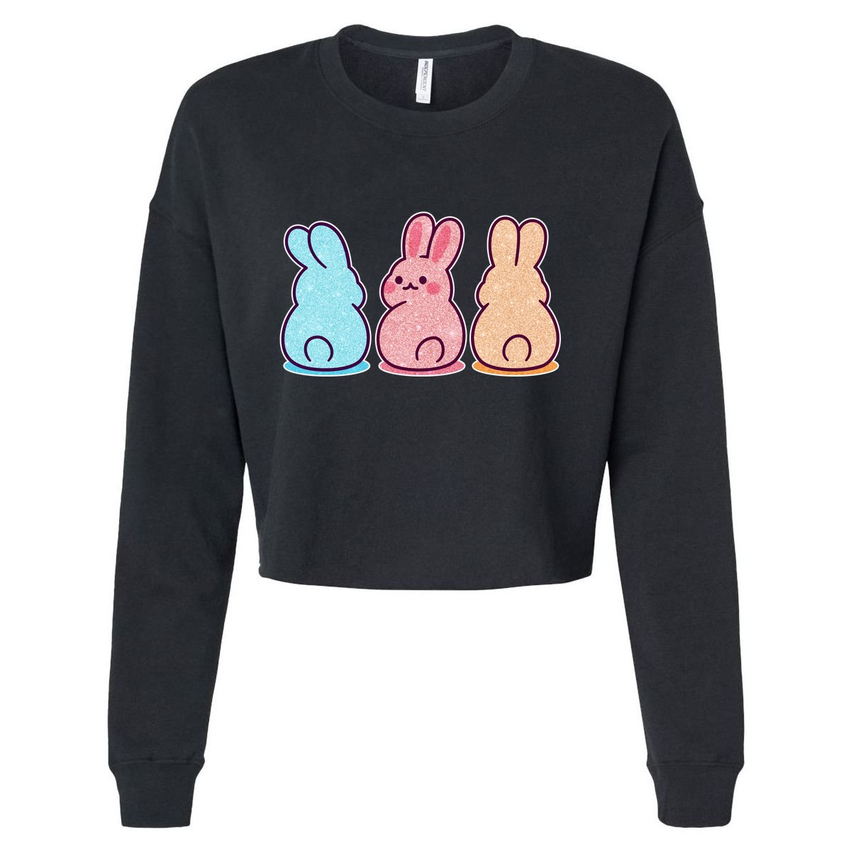 Kawaii Cute Easter Bunny Rabbits Cropped Pullover Crew