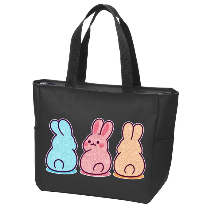 Kawaii Cute Easter Bunny Rabbits Zip Tote Bag